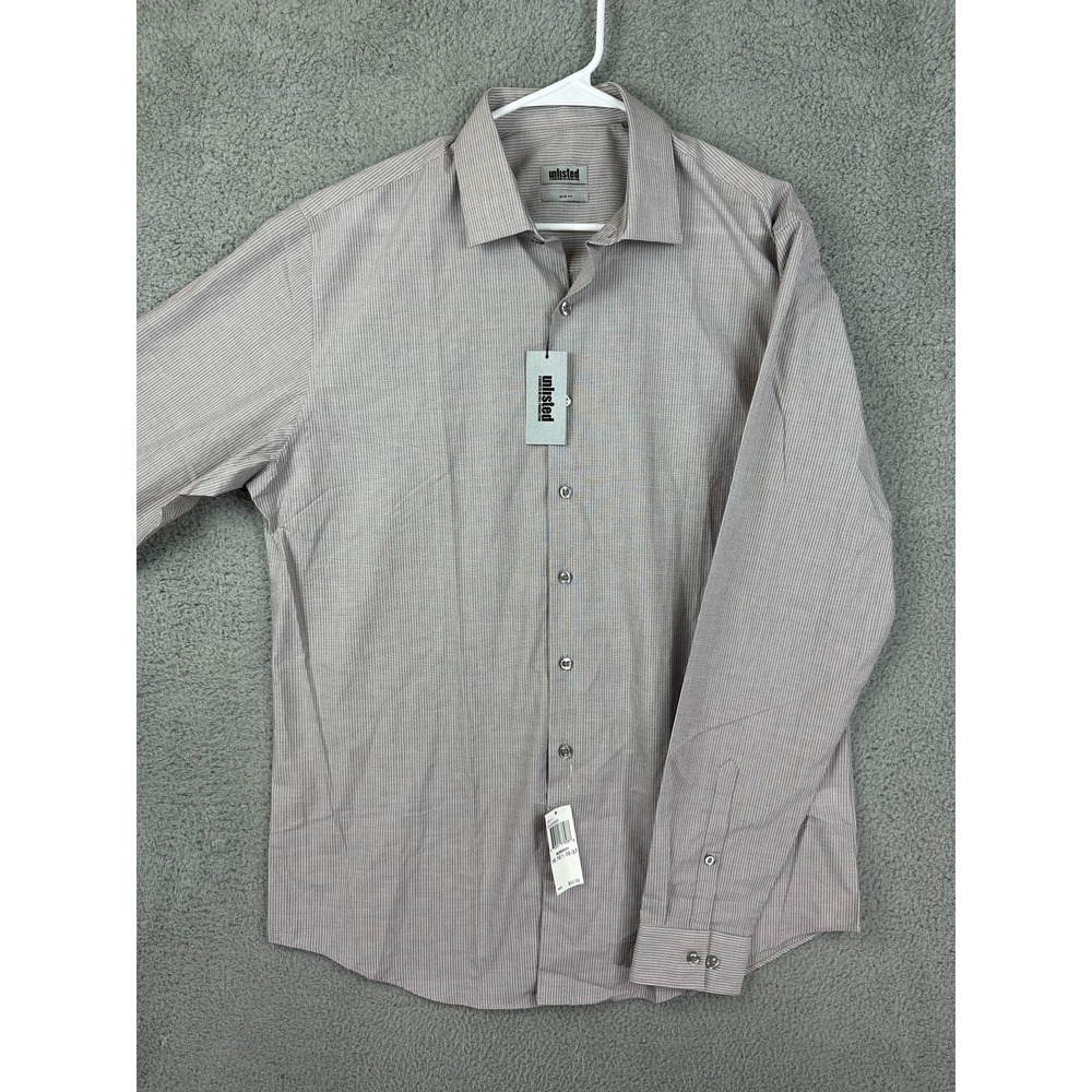 Kenneth Cole Unlisted Shirt Mens L Burgundy Slim Fit Button Down Long Sleeve New